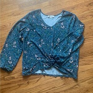 Floral V-Neck Women Top - Blue